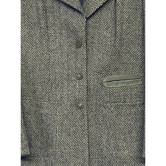 Vintage Foxmoor Wool 3 Button Herringbone Blazer Jacket Pleated Back Lined 13/14 - Picture 3 of 12